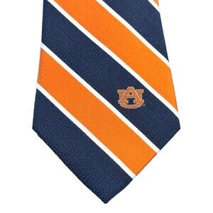 Auburn Tigers Logo Silk Tie -NCAA Licensed Product- Repp Stripe University Blue
